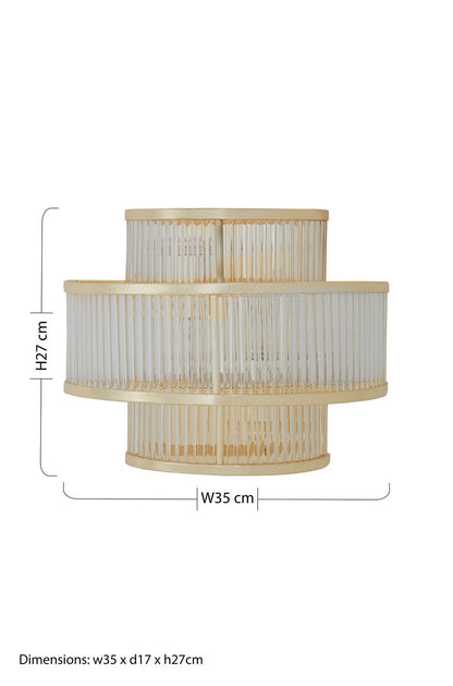 Salasco 3 tier glass wall light with warm metallic iron frame