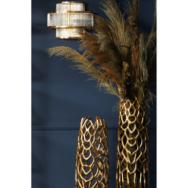 Salasco 3 tier glass wall light with warm metallic iron frame