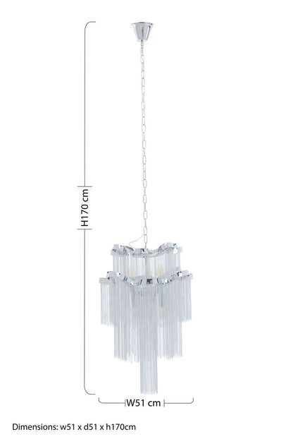 2 Tier 6 Light Chrome Chain Pendant Light | Lerici