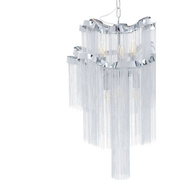 2 Tier 6 Light Chrome Chain Pendant Light | Lerici