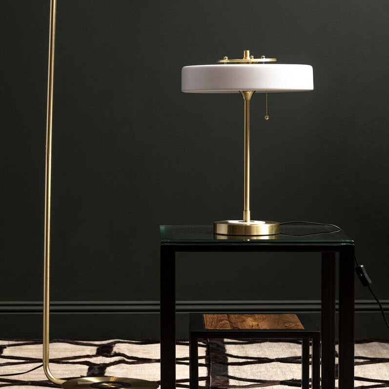 Rogano White Shade with Gold Finish Frame Table Lamp
