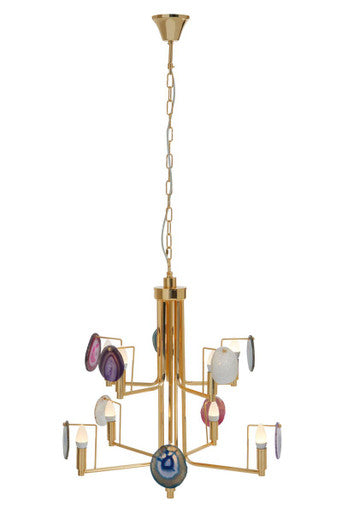 Glamour Gold and Agate 10 Light Ceiling Light