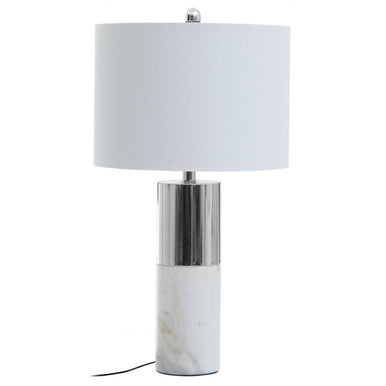 Eben Marble Base Table Lamp with Ivory Shade