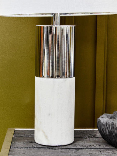 Eben Marble Base Table Lamp with Ivory Shade