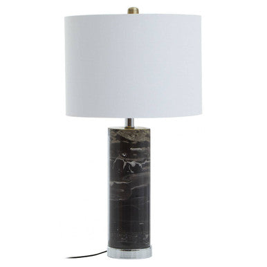 Ebony Black Marble Table Lamp Chrome Base