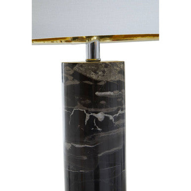 Ebony Black Marble Table Lamp Chrome Base