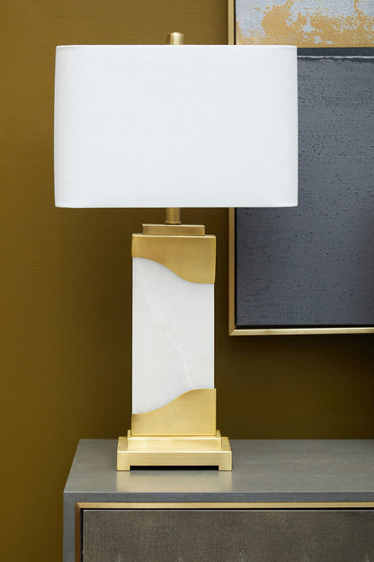 Edith Table Lamp in White Marble and Gold