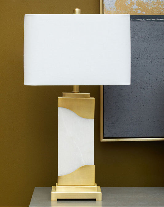 Edith Table Lamp in White Marble and Gold