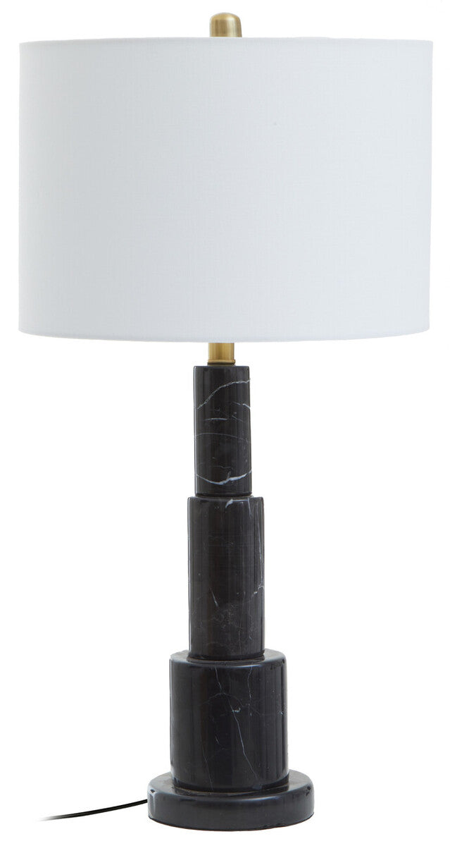 Elara Black Marble Table Lamp with Ivory Shade