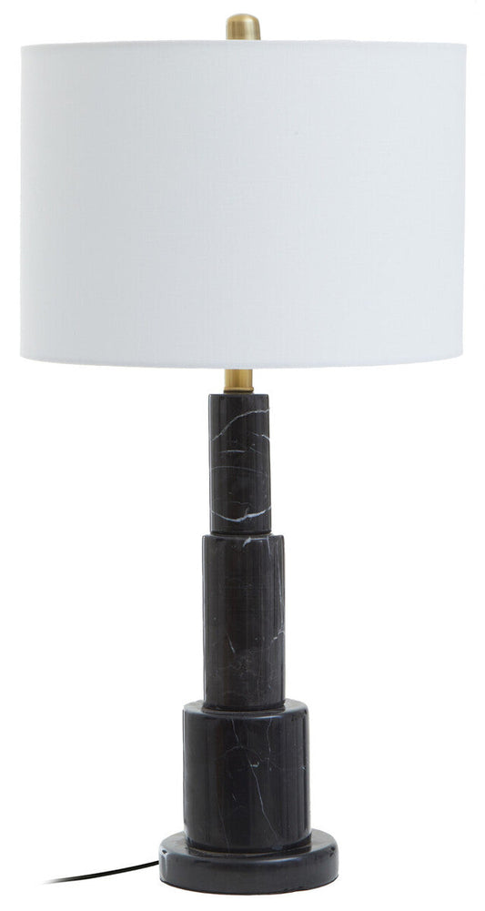 Elara Black Marble Table Lamp with Ivory Shade