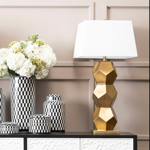 Eleri Gold Glass Table Lamp with Brushed Gold Base