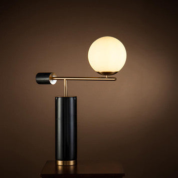 Marmo Black Marble Table Lamp With White Shade