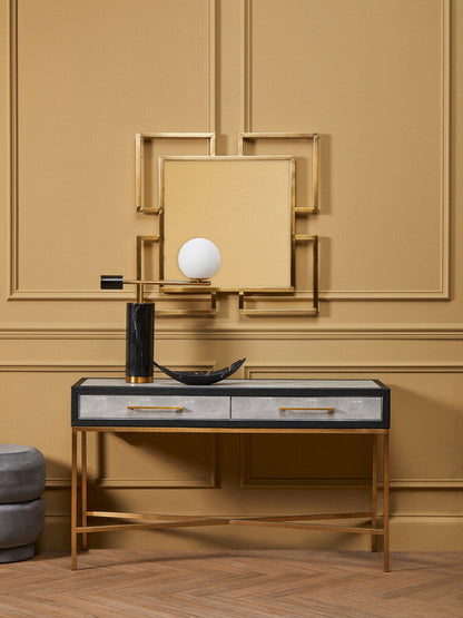 Marmo Black Marble Table Lamp With White Shade