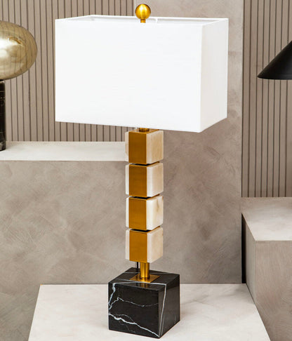 Marmo White Fabric Shade Table Lamp