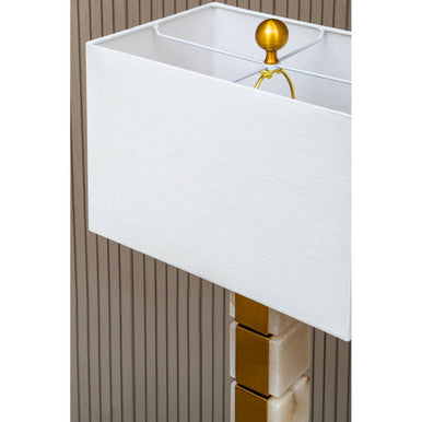 Marmo White Fabric Shade Table Lamp