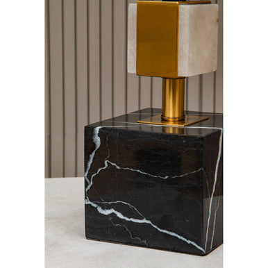 Marmo White Fabric Shade Table Lamp