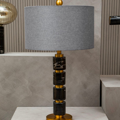 Marmo Grey Fabric Shade Table Lamp