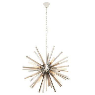 Chrome Finish and Smoked Glass Starburst Pendant Light | Karlo