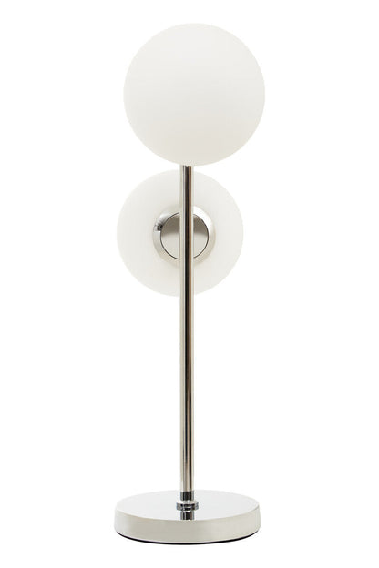 Karter White Glass With Chrome Table Lamp