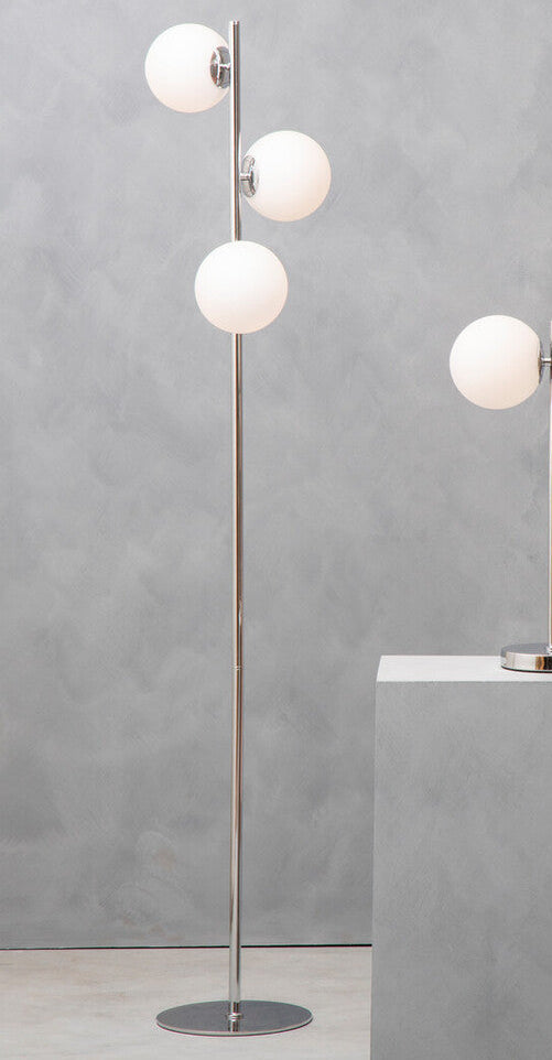 Chrome Finish and White Glass Floor Lamp | Karter