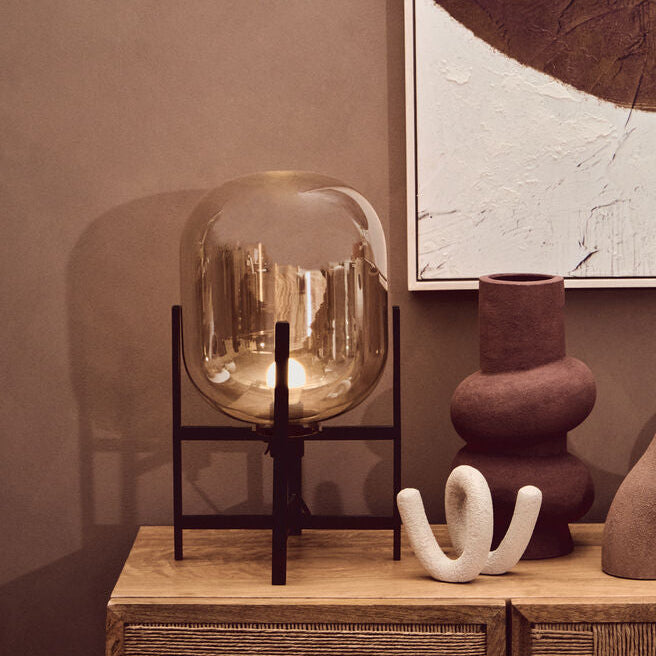 Trieste Matte Black and Glass Table Lamp
