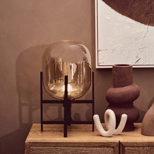 Trieste Matte Black and Glass Table Lamp