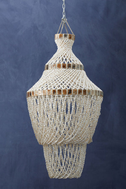 Palu Natural White and Amber Shell Pendant Shade