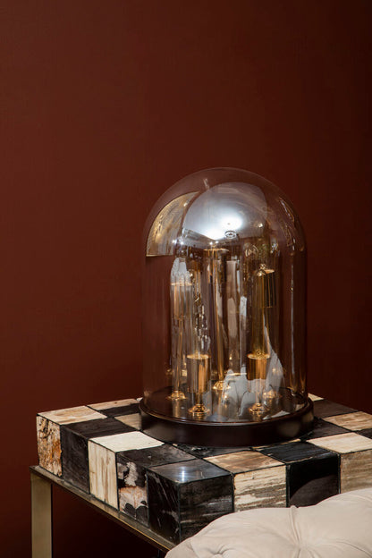 Dome Amber Glass Table Lamp
