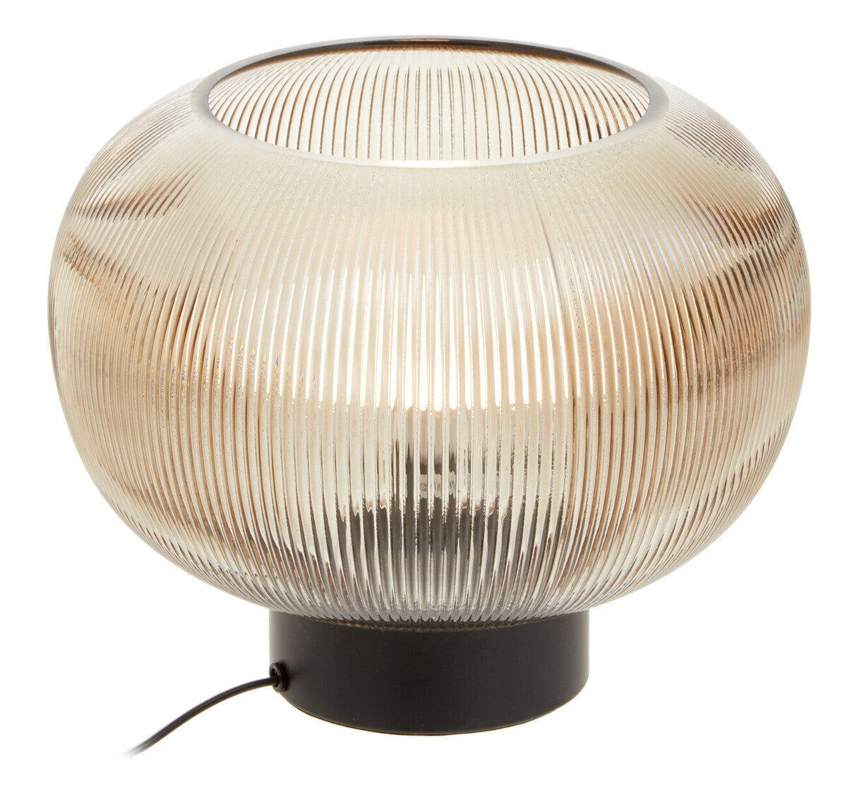 Enola Large Ribbed Smoked Glass Table Lamp