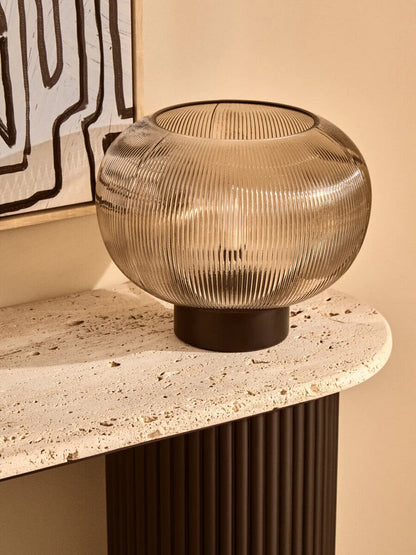 Enola Large Ribbed Smoked Glass Table Lamp