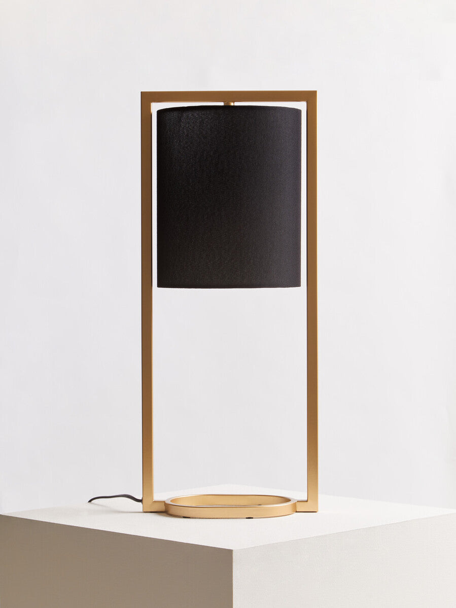 Lara Black Shade With Gold Finish Metal Frame Table Lamp