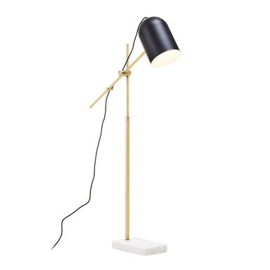 Equipoise Black and Brass Finish Floor Lamp with Marble Base