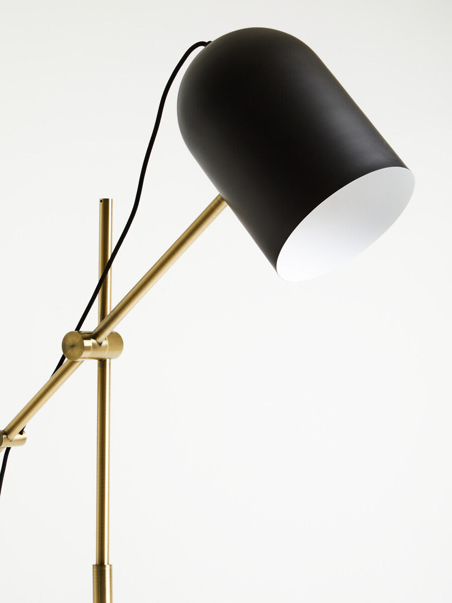 Equipoise Black and Brass Finish Floor Lamp with Marble Base
