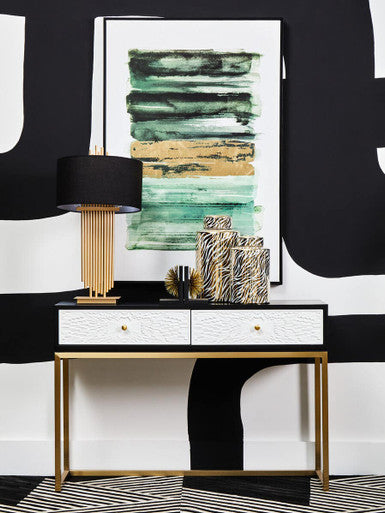 Gold Table Lamp with Black Linen Shade | Impero