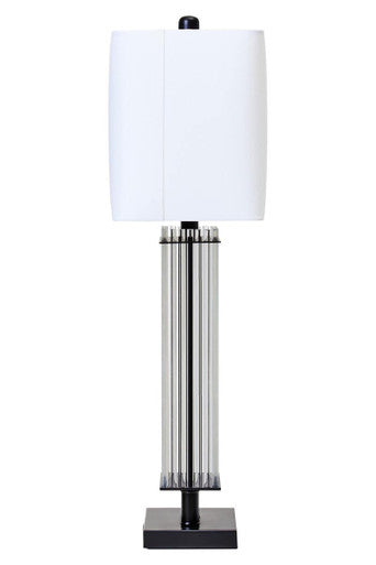 Elana Clear Glass Table Lamp With Matte Black Base