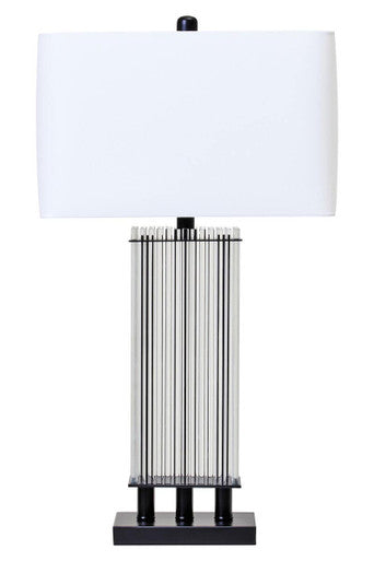 Elana Clear Glass Table Lamp With Matte Black Base