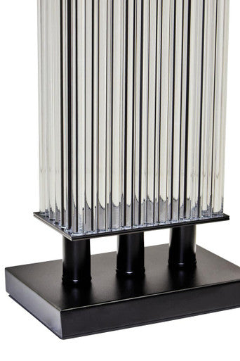 Elana Clear Glass Table Lamp With Matte Black Base