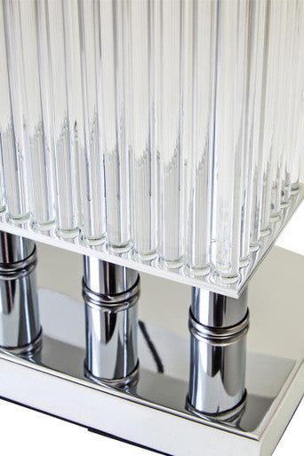 Elana Clear Glass Table Lamp With Matte Silver Base