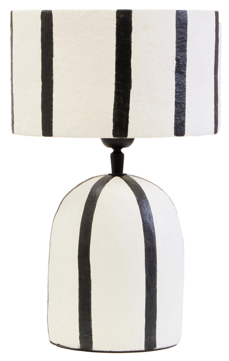 Carta Black and White Stripe Papier Mache Table Lamp