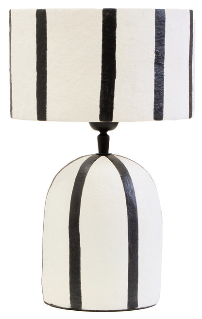 Carta Black and White Stripe Papier Mache Table Lamp