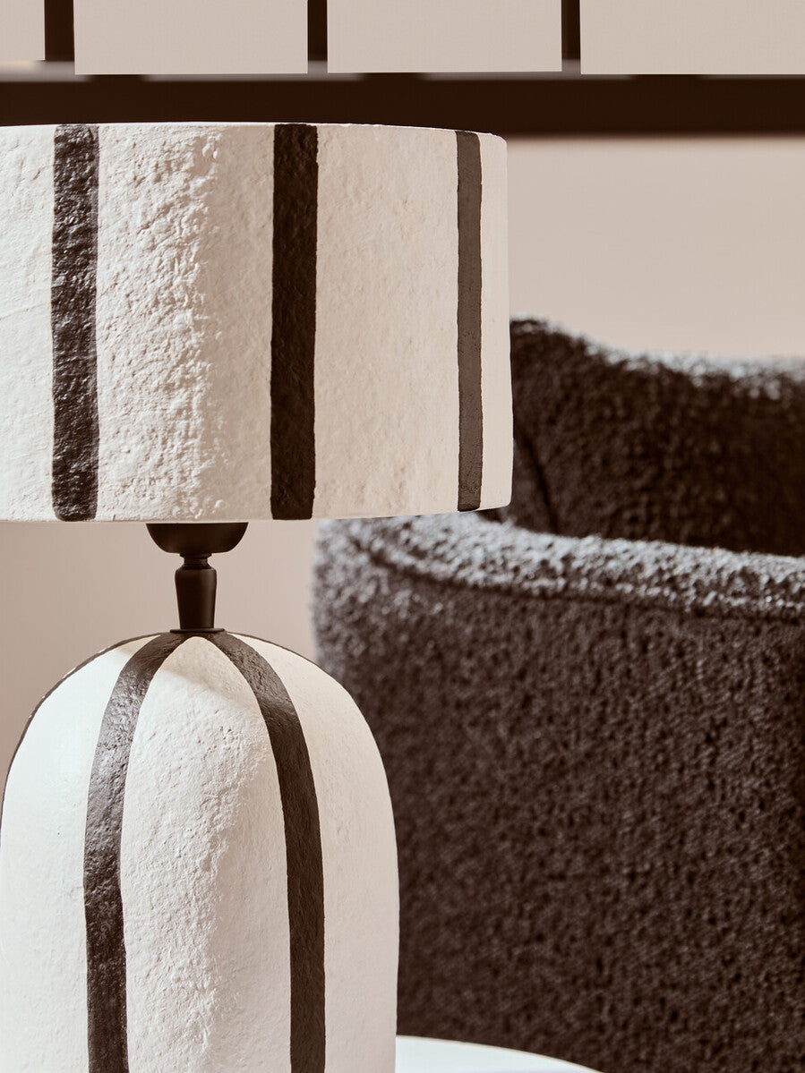 Carta Black and White Stripe Papier Mache Table Lamp