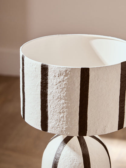 Carta Black and White Stripe Papier Mache Table Lamp