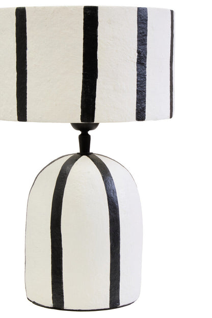 Carta Black and White Stripe Papier Mache Table Lamp