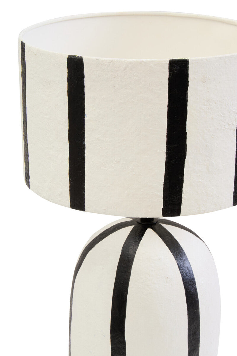 Carta Black and White Stripe Papier Mache Table Lamp