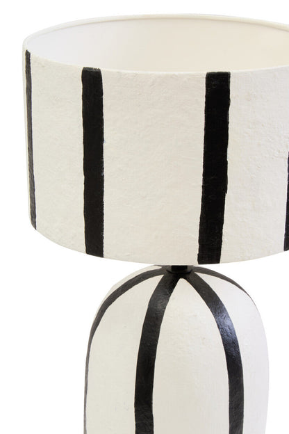 Carta Black and White Stripe Papier Mache Table Lamp