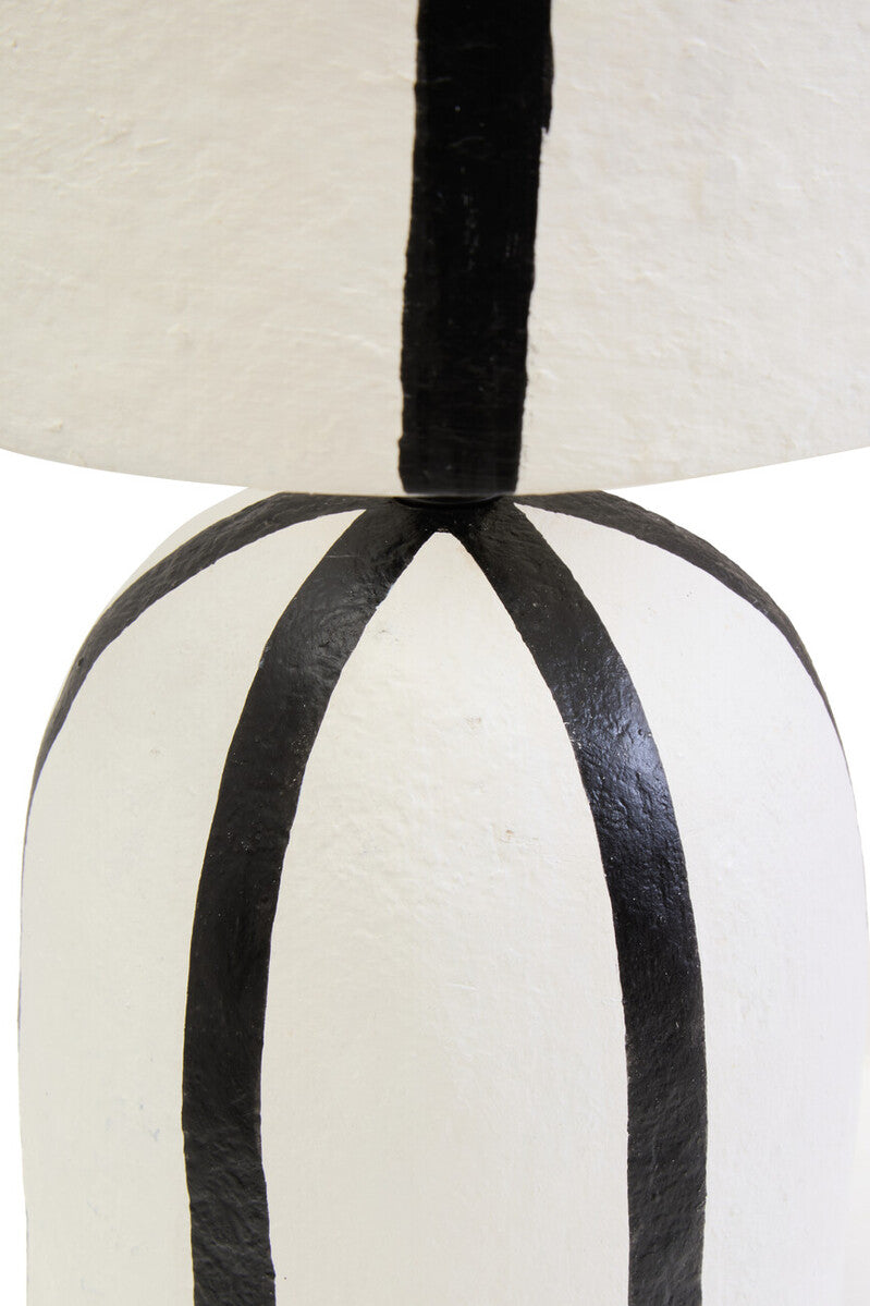 Carta Black and White Stripe Papier Mache Table Lamp