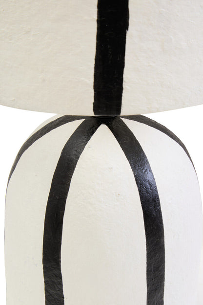 Carta Black and White Stripe Papier Mache Table Lamp