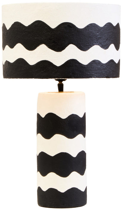 Carta Black And White Curved Stripe Papier Mache Table Lamp