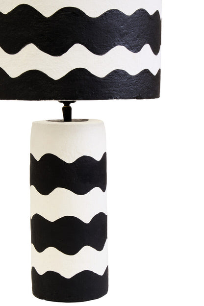 Carta Black And White Curved Stripe Papier Mache Table Lamp