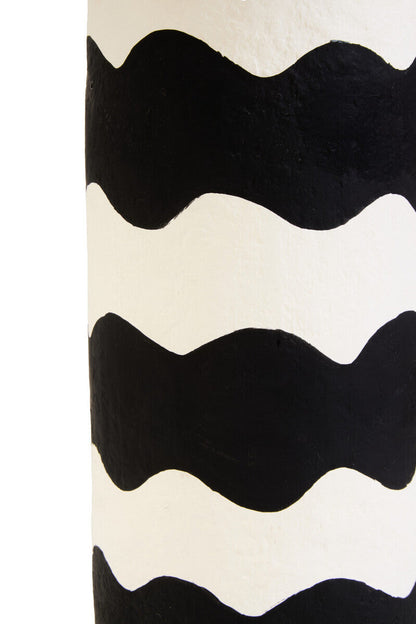 Carta Black And White Curved Stripe Papier Mache Table Lamp